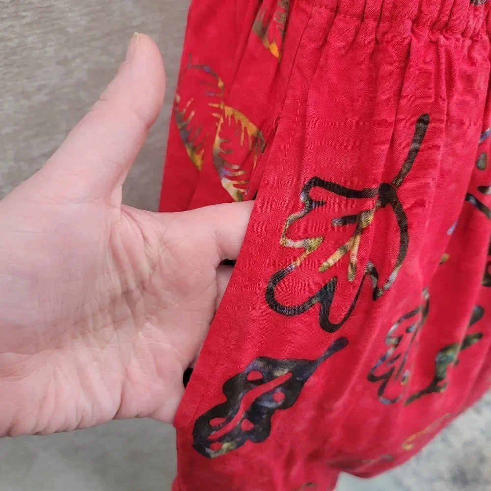 Young Fashion Vintage Red Patterned Culottes and Sleeveless Top Matching Set